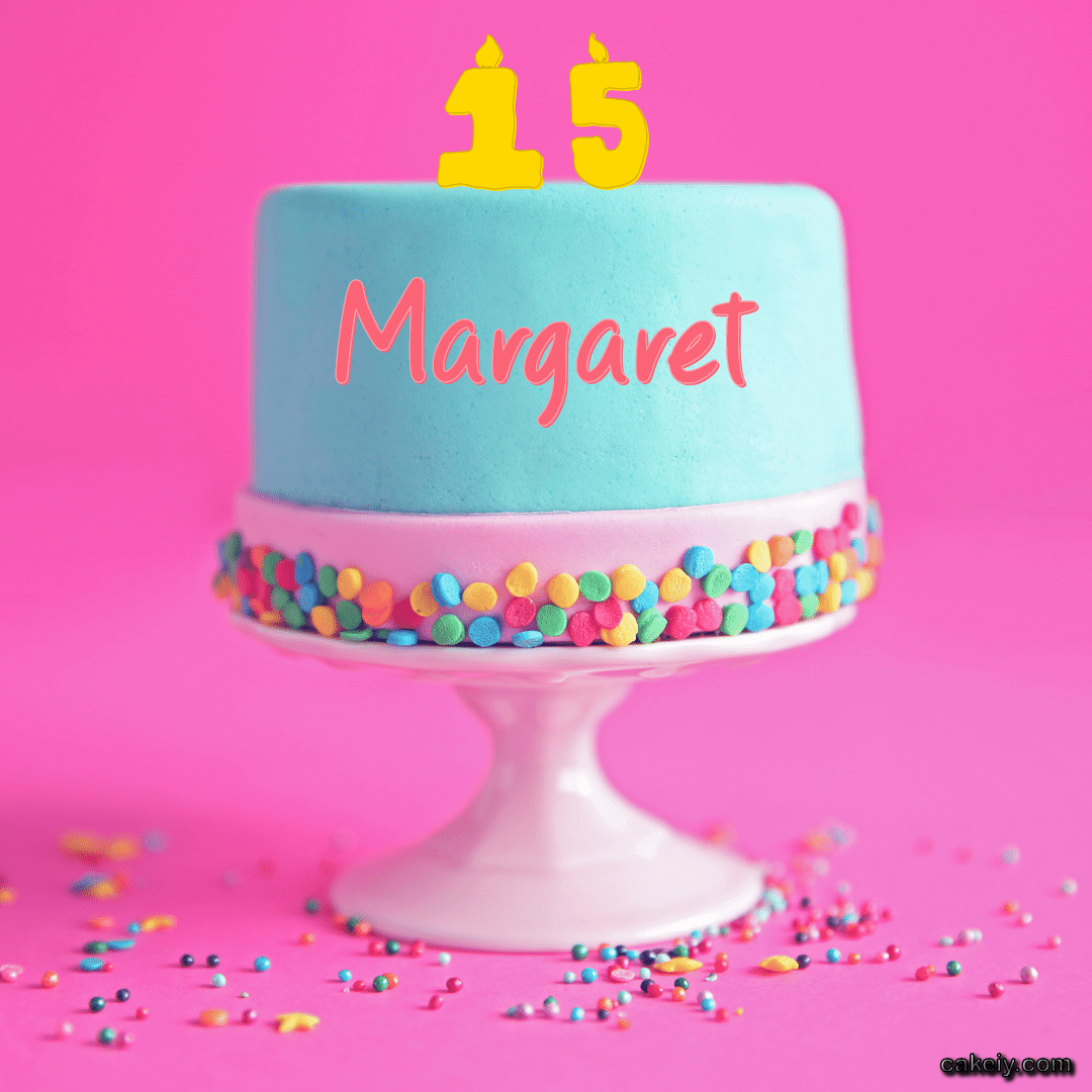 Blue Fondant Cake with Pink BG for Margaret