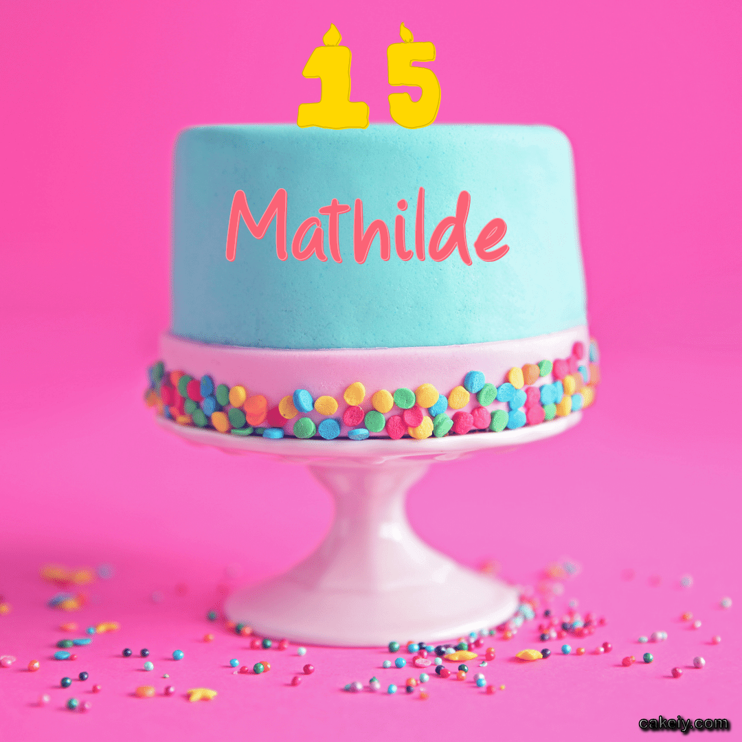 Blue Fondant Cake with Pink BG for Mathilde