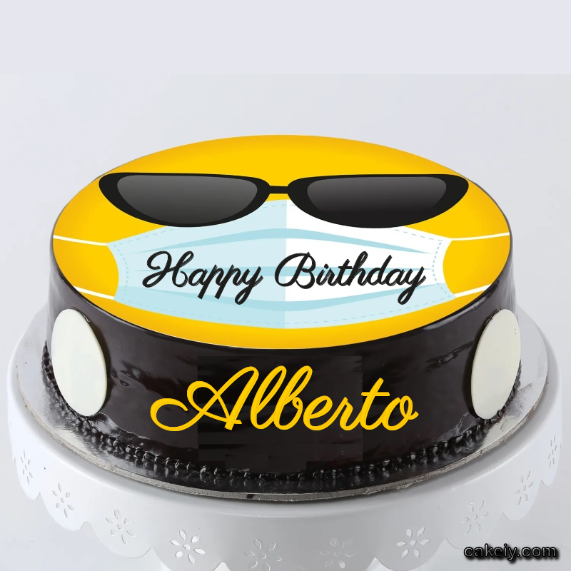 Corona Mask Emoji Cake for Alberto