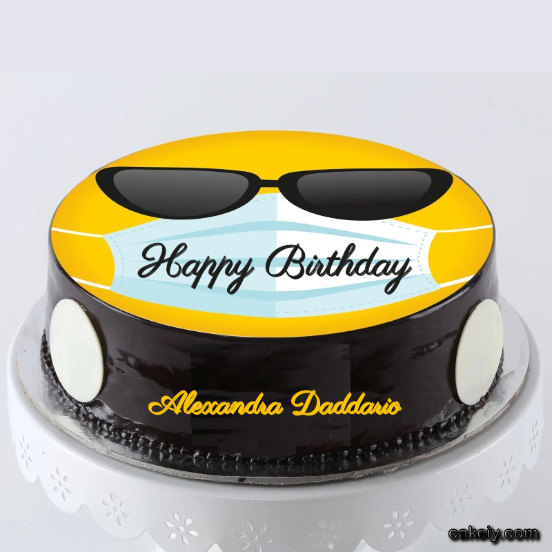 Corona Mask Emoji Cake for Alexandra Daddario