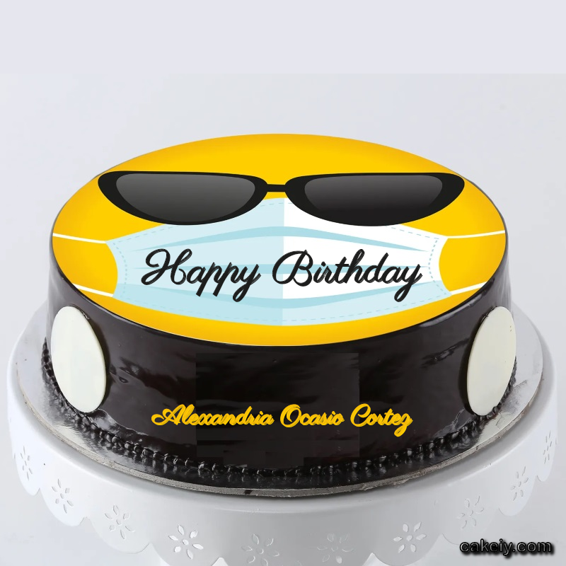 Corona Mask Emoji Cake for Alexandria Ocasio Cortez