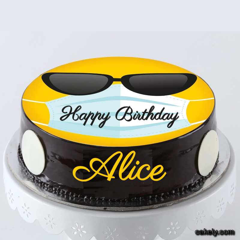 Corona Mask Emoji Cake for Alice