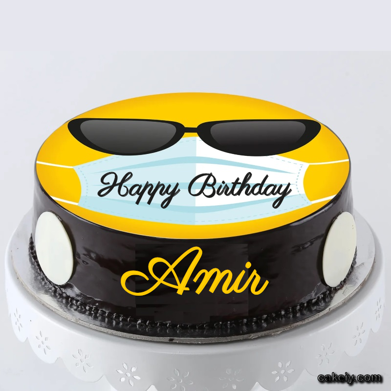 Corona Mask Emoji Cake for Amir