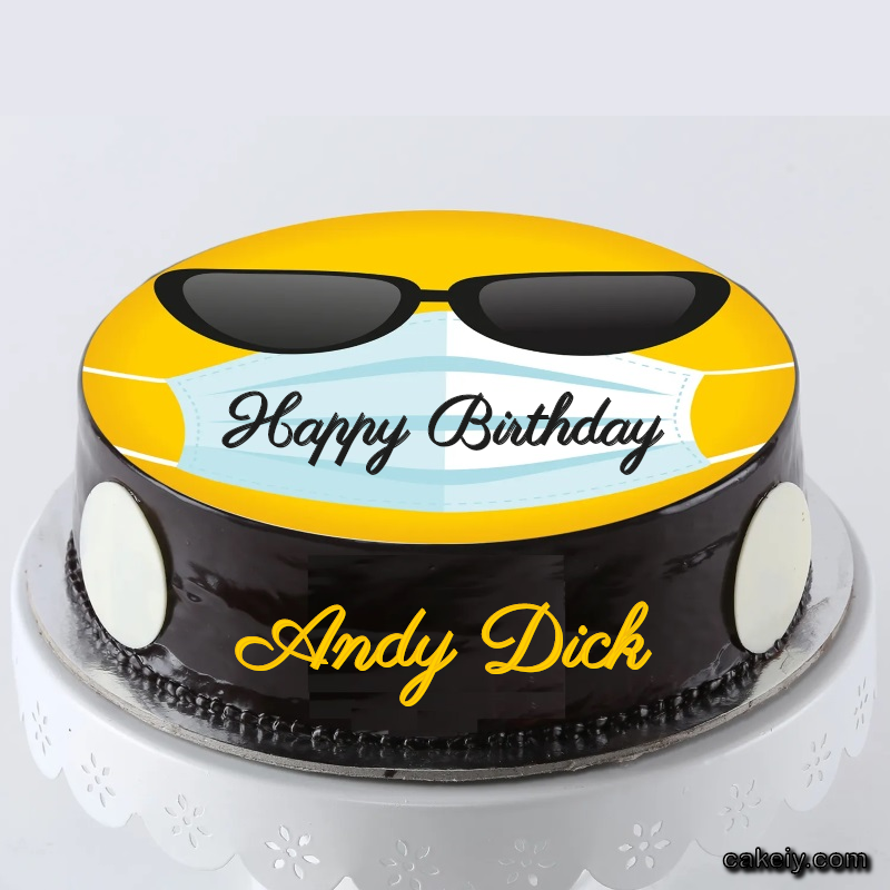 Corona Mask Emoji Cake for Andy Dick