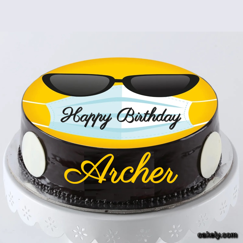 Corona Mask Emoji Cake for Archer
