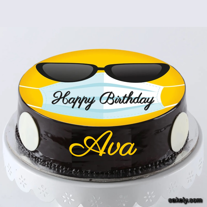 Corona Mask Emoji Cake for Ava