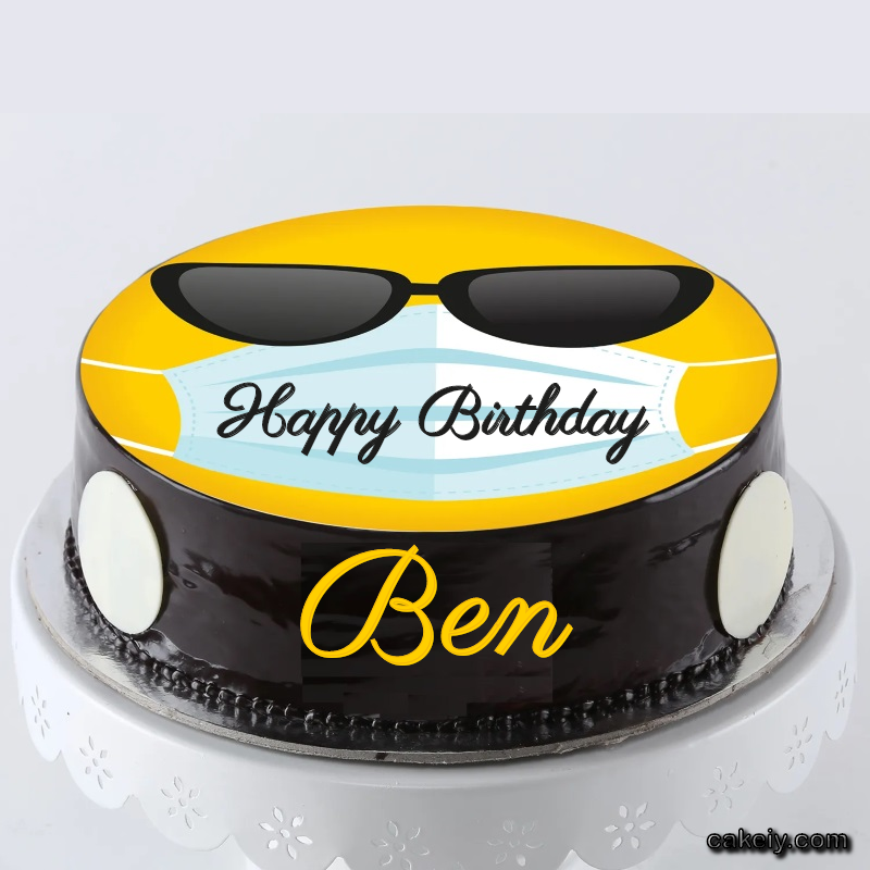 Corona Mask Emoji Cake for Ben