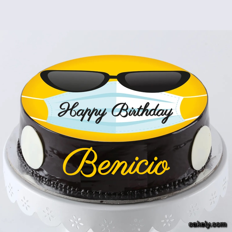 Corona Mask Emoji Cake for Benicio