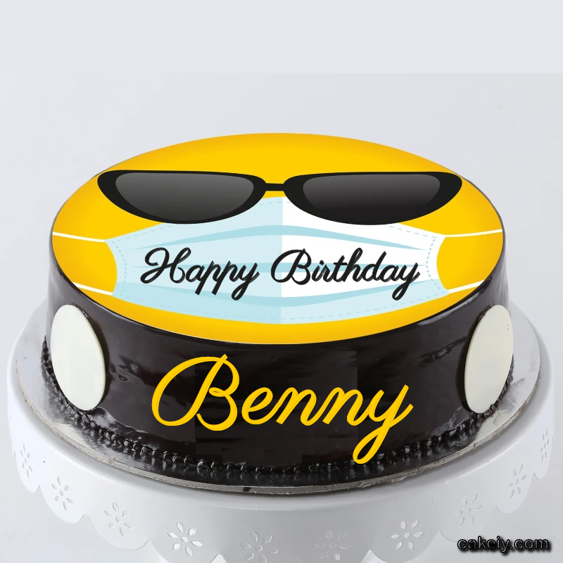 Corona Mask Emoji Cake for Benny