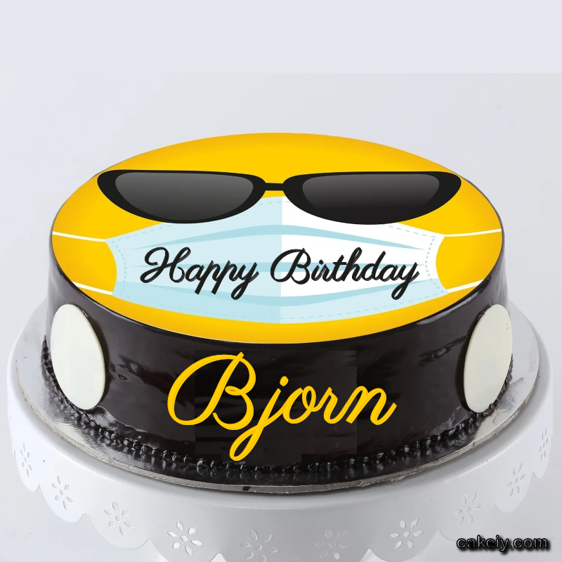 Corona Mask Emoji Cake for Bjorn