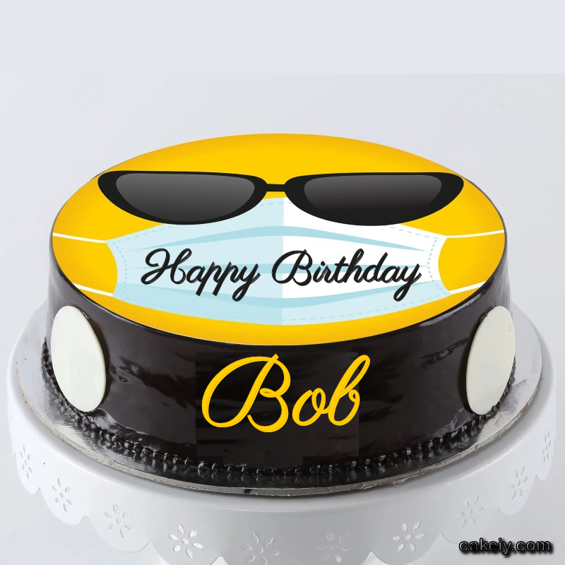 Corona Mask Emoji Cake for Bob