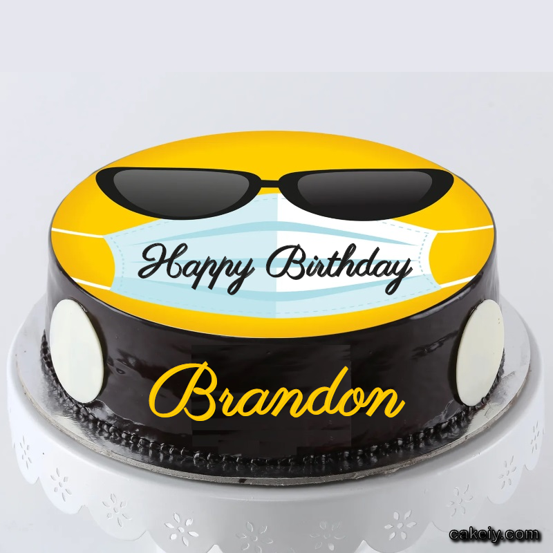 Corona Mask Emoji Cake for Brandon