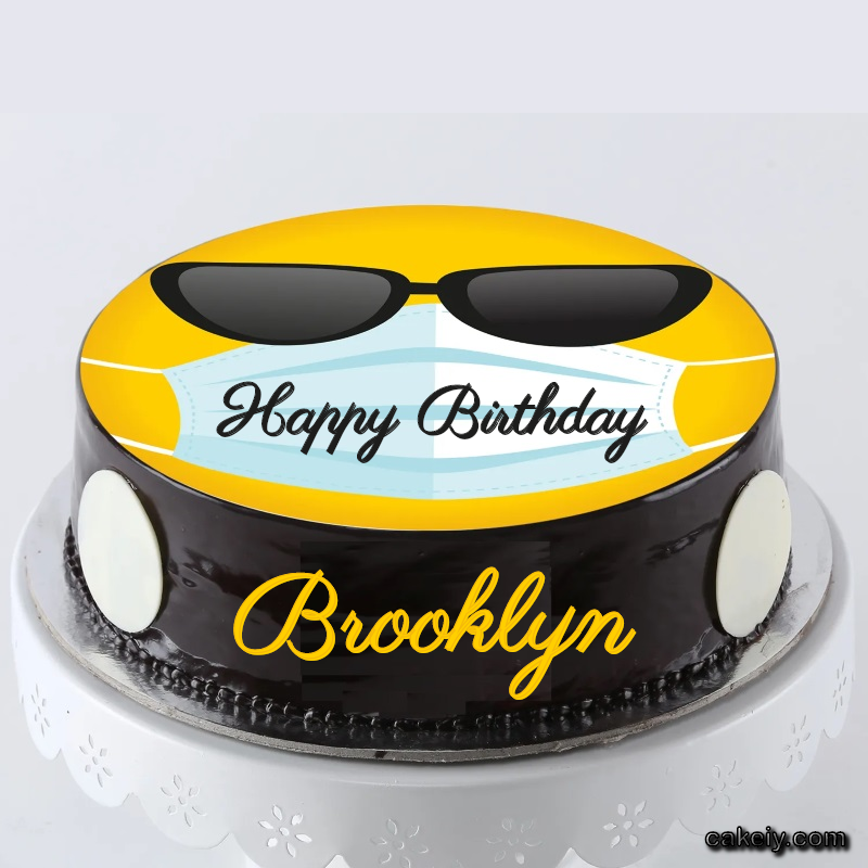 Corona Mask Emoji Cake for Brooklyn