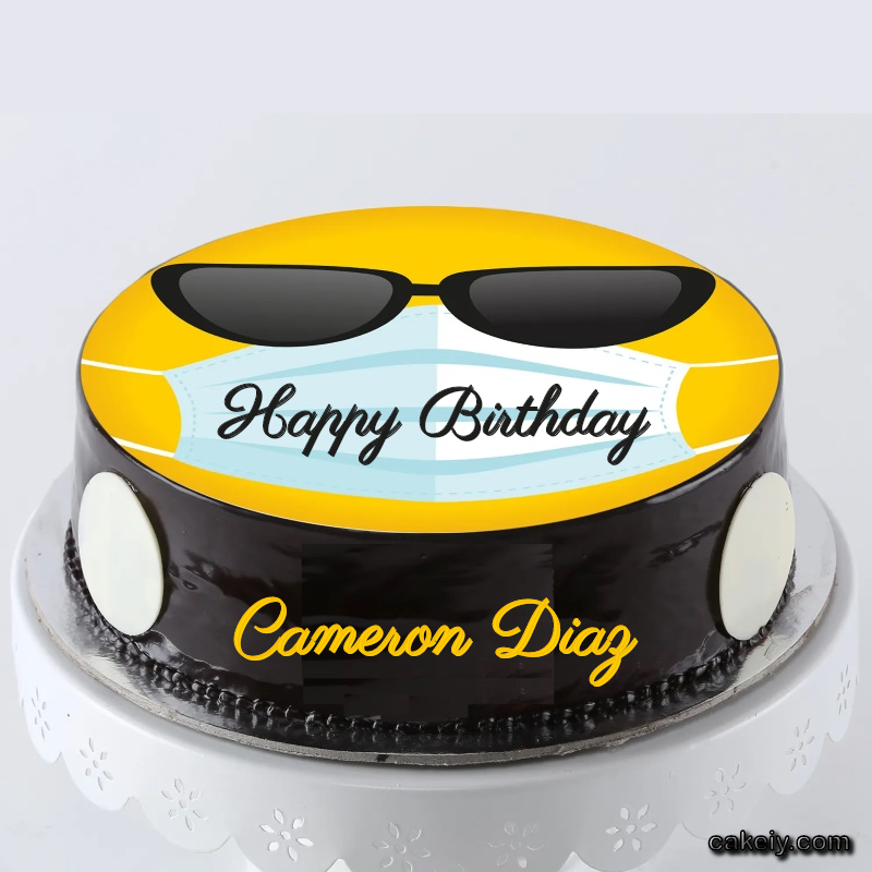 Corona Mask Emoji Cake for Cameron Diaz