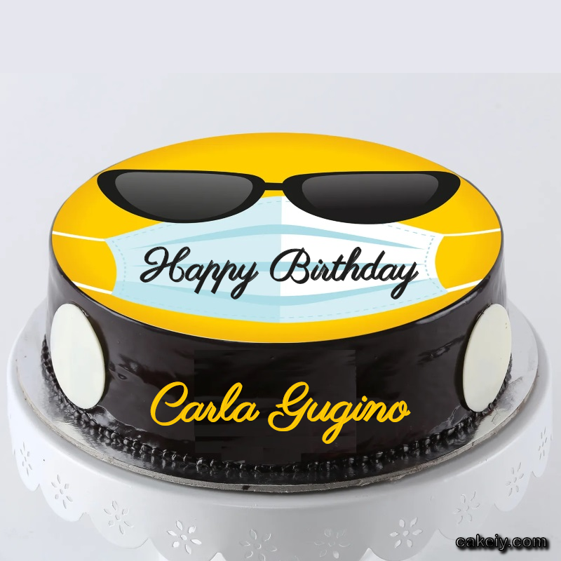 Corona Mask Emoji Cake for Carla Gugino