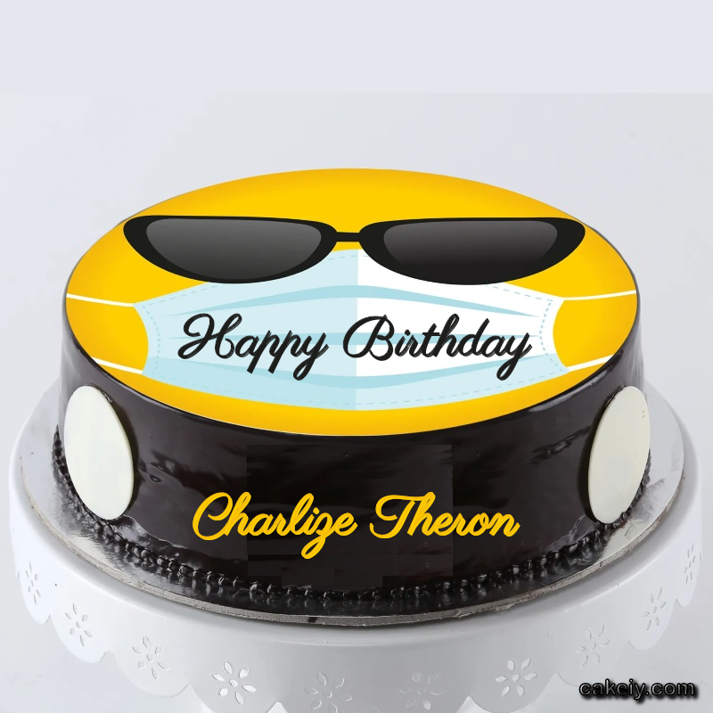 Corona Mask Emoji Cake for Charlize Theron