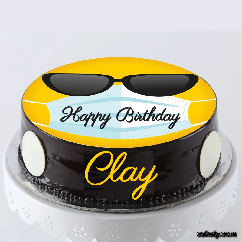 Corona Mask Emoji Cake for Clay