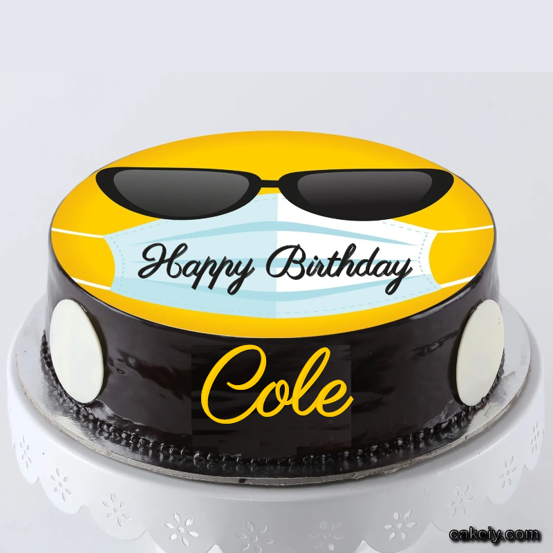 Corona Mask Emoji Cake for Cole