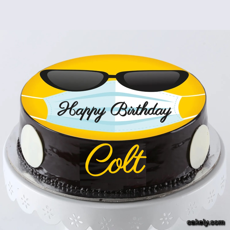 Corona Mask Emoji Cake for Colt