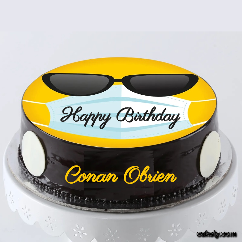 Corona Mask Emoji Cake for Conan Obrien