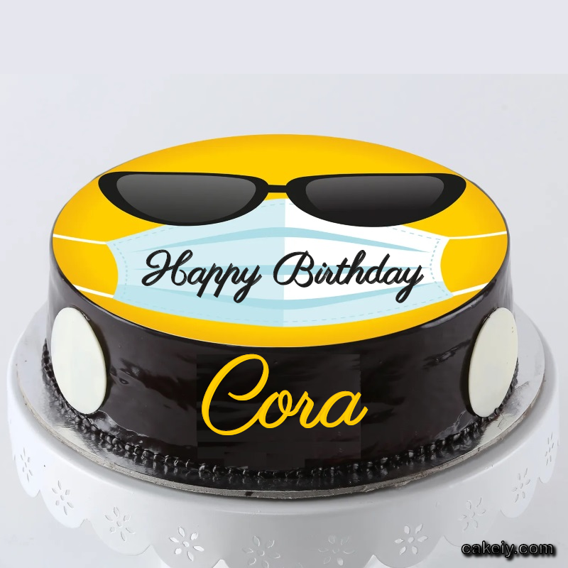 Corona Mask Emoji Cake for Cora