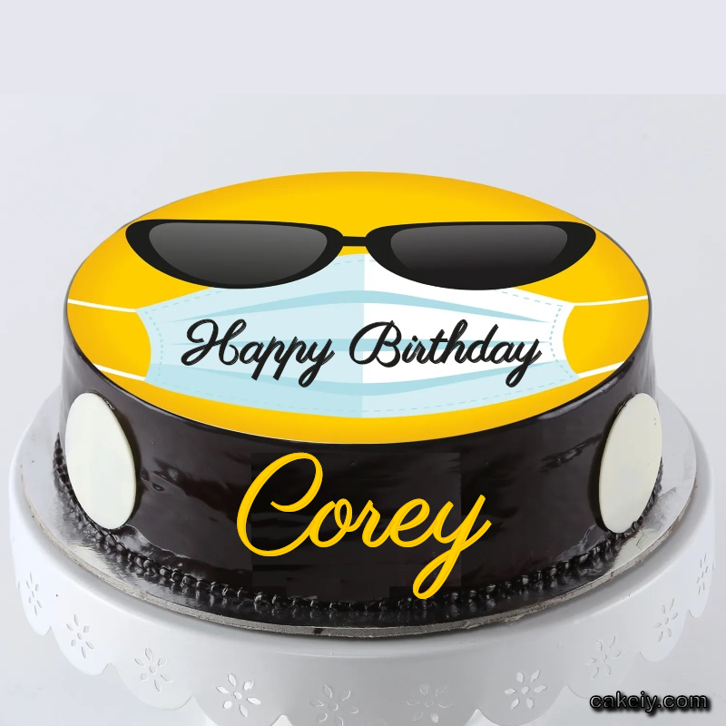 Corona Mask Emoji Cake for Corey