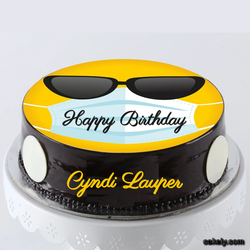 Corona Mask Emoji Cake for Cyndi Lauper