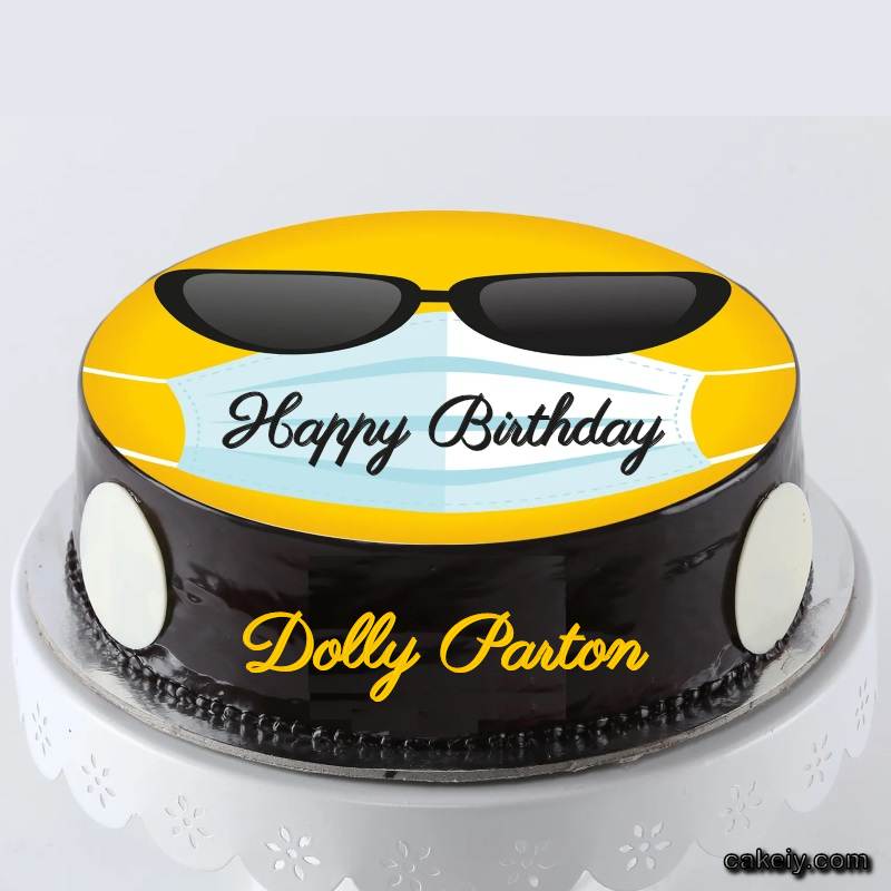 Corona Mask Emoji Cake for Dolly Parton