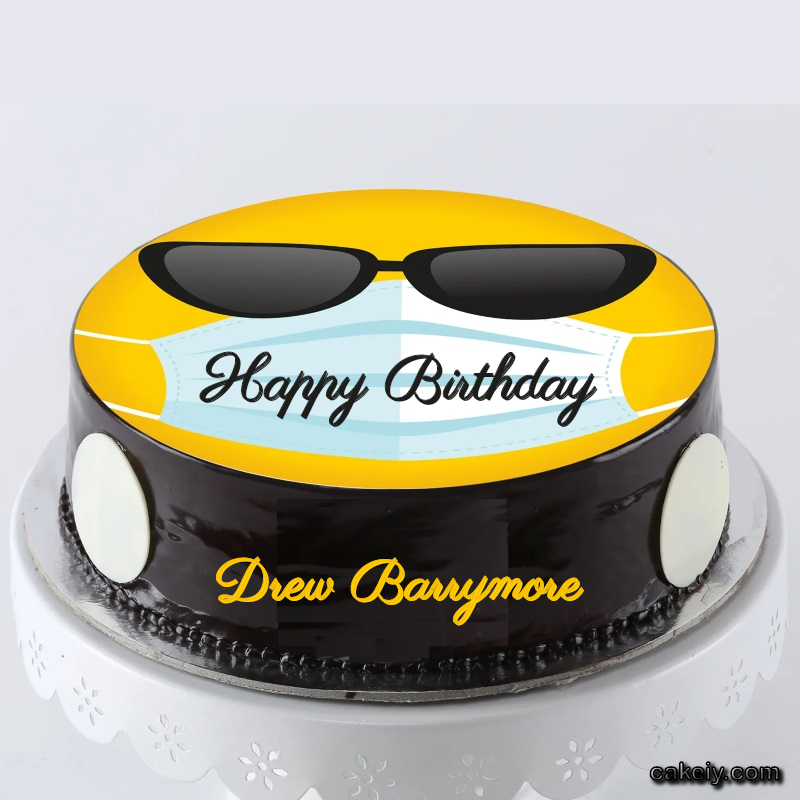 Corona Mask Emoji Cake for Drew Barrymore
