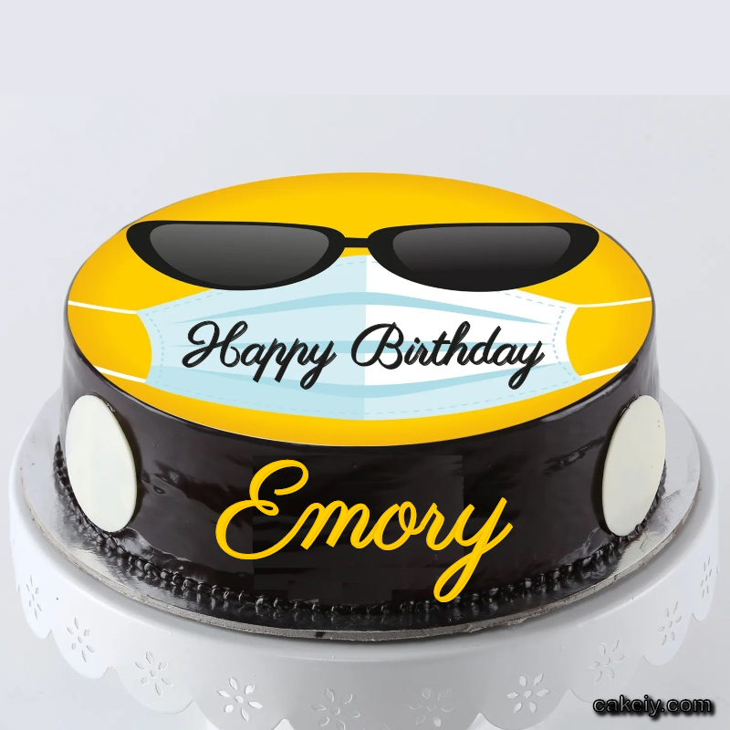 Corona Mask Emoji Cake for Emory