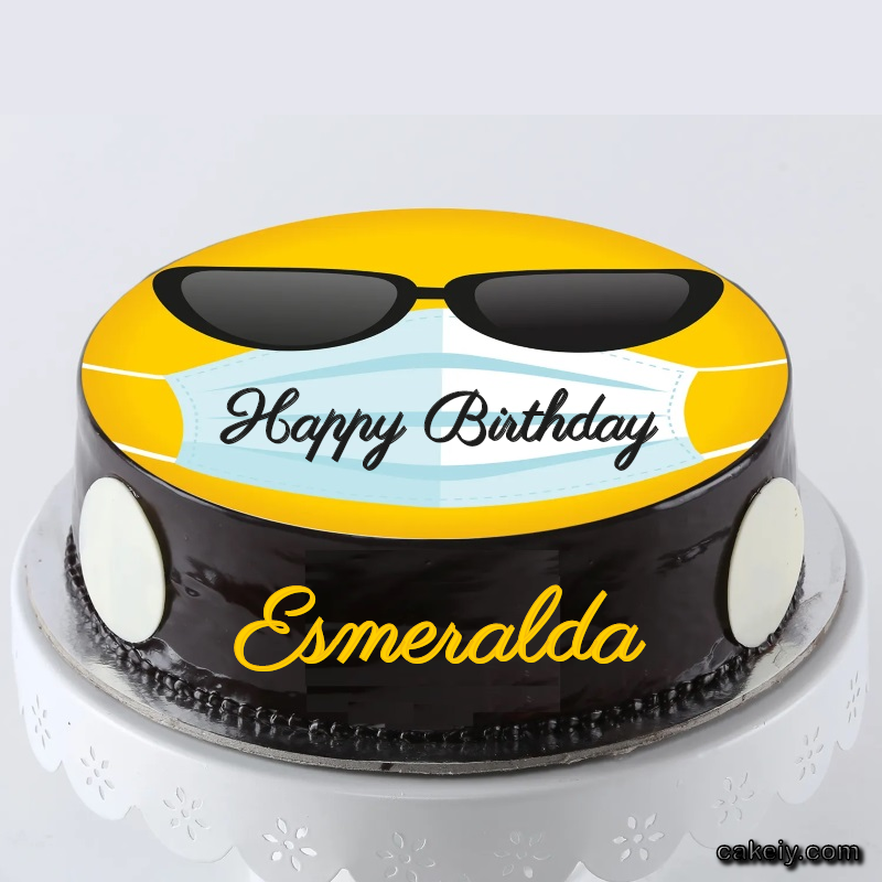 Corona Mask Emoji Cake for Esmeralda