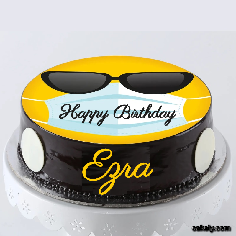 Corona Mask Emoji Cake for Ezra