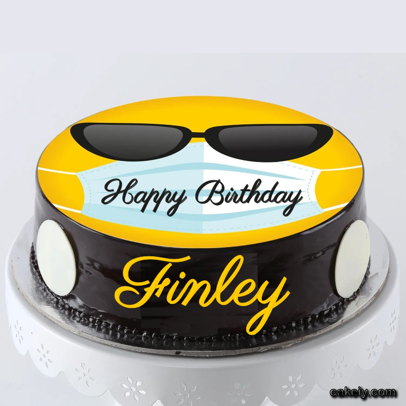 Corona Mask Emoji Cake for Finley