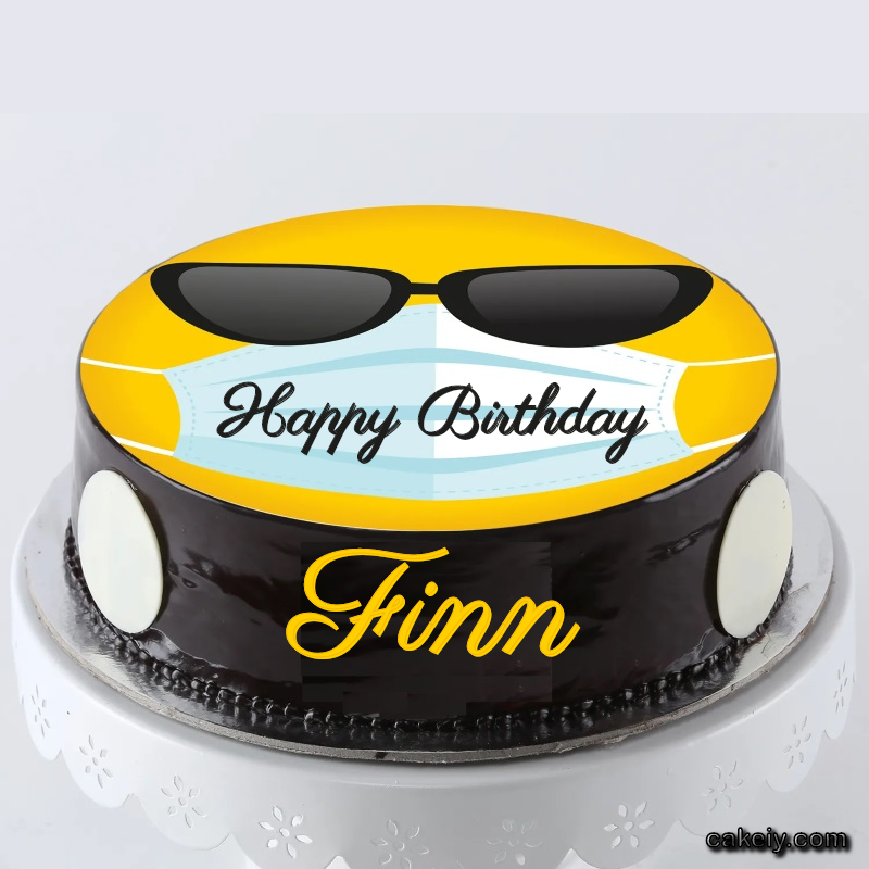 Corona Mask Emoji Cake for Finn