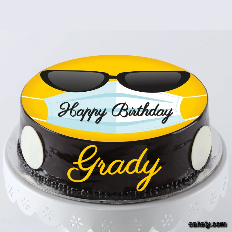 Corona Mask Emoji Cake for Grady