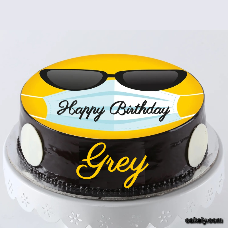 Corona Mask Emoji Cake for Grey