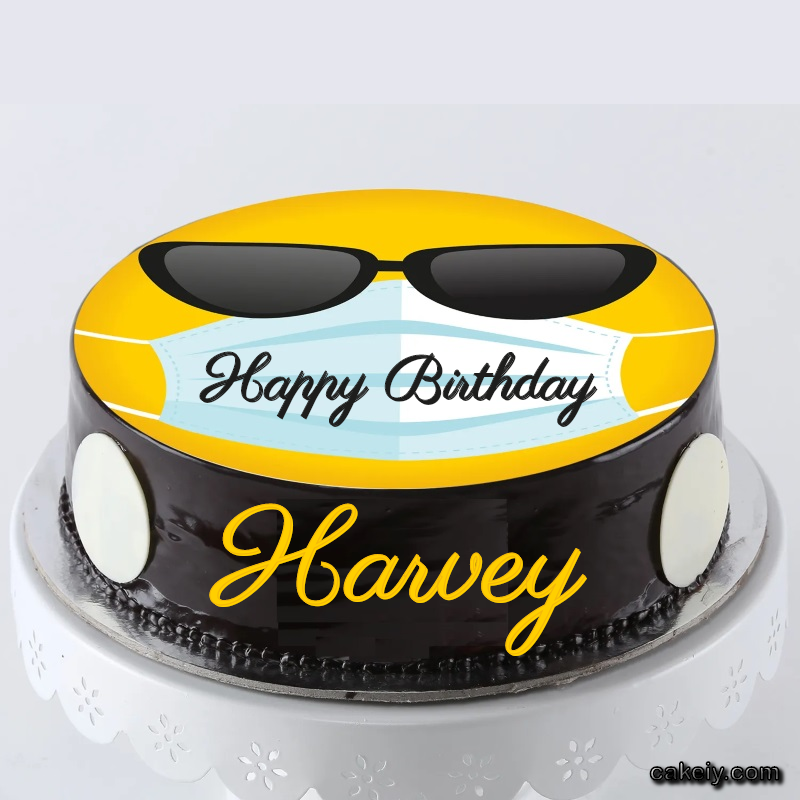 Corona Mask Emoji Cake for Harvey