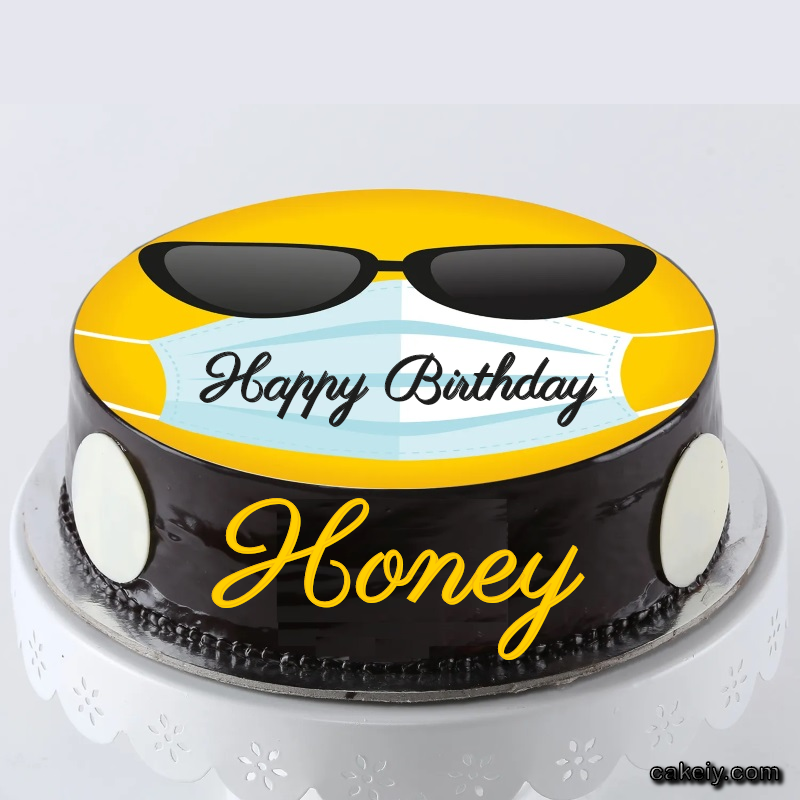 Corona Mask Emoji Cake for Honey