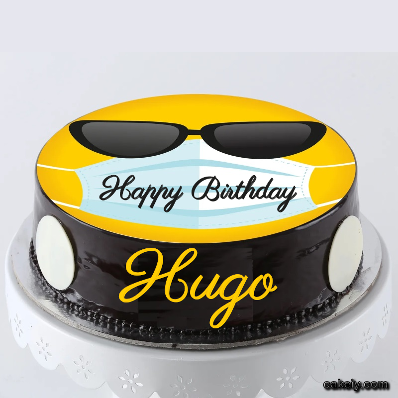 Corona Mask Emoji Cake for Hugo