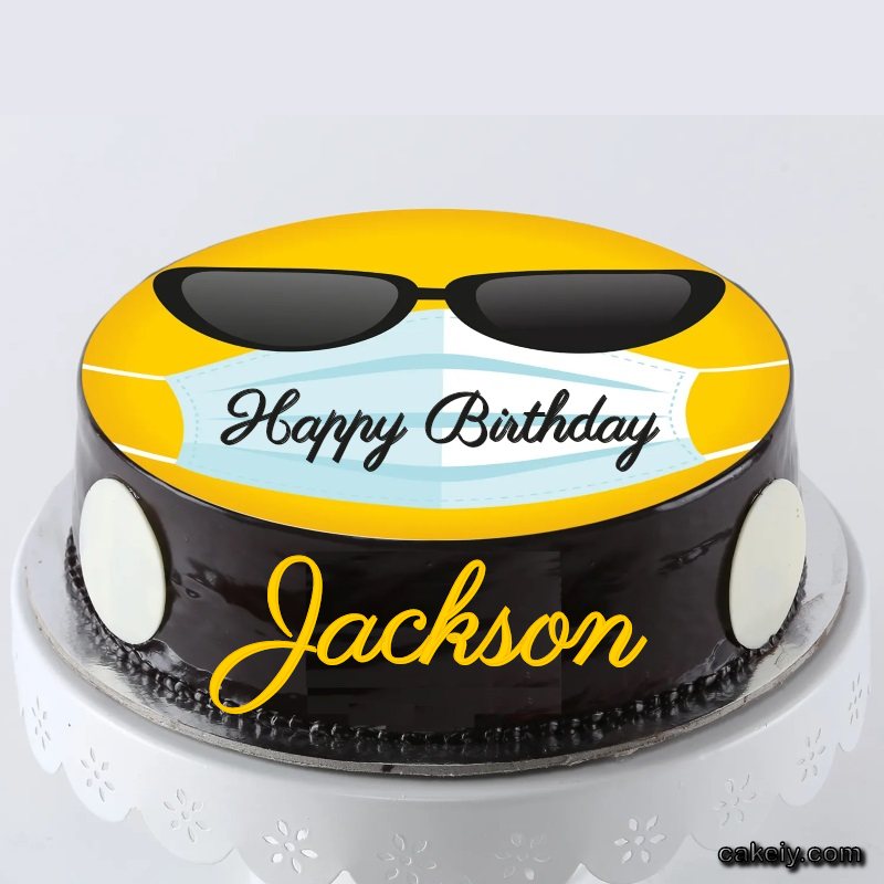 Corona Mask Emoji Cake for Jackson