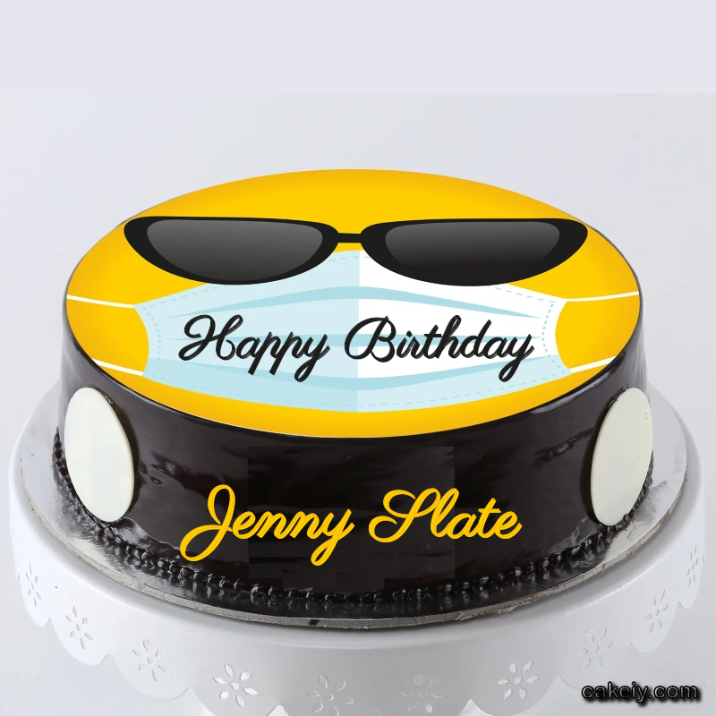 Corona Mask Emoji Cake for Jenny Slate