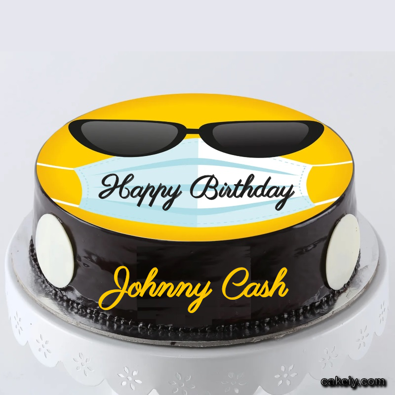 Corona Mask Emoji Cake for Johnny Cash