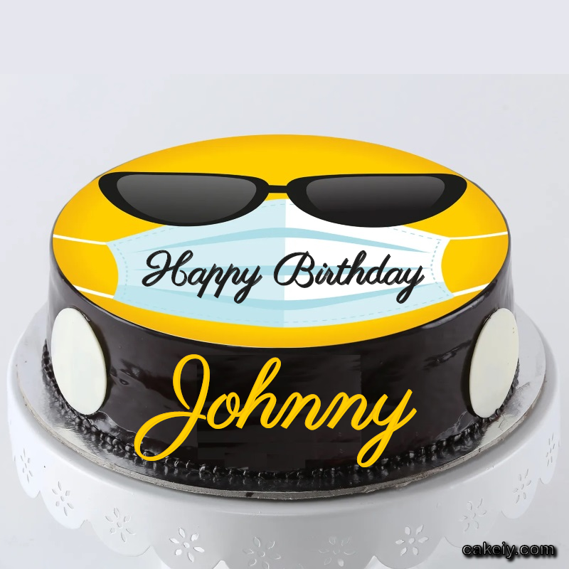 Corona Mask Emoji Cake for Johnny