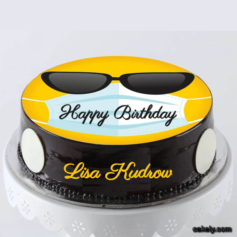Corona Mask Emoji Cake for Lisa Kudrow