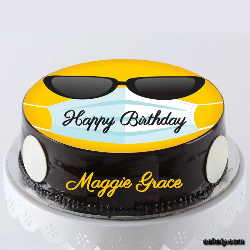 Corona Mask Emoji Cake for Maggie Grace