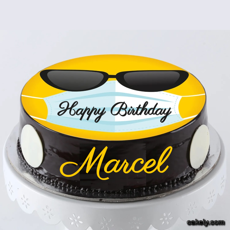 Corona Mask Emoji Cake for Marcel