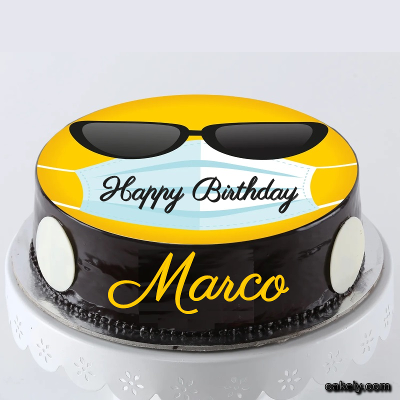 Corona Mask Emoji Cake for Marco
