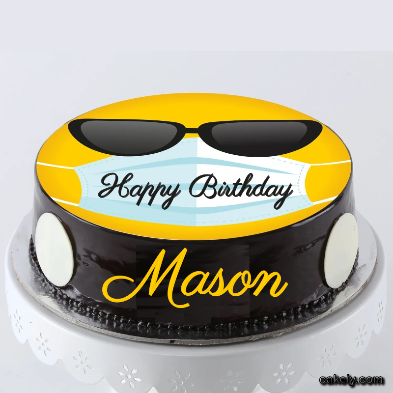 Corona Mask Emoji Cake for Mason