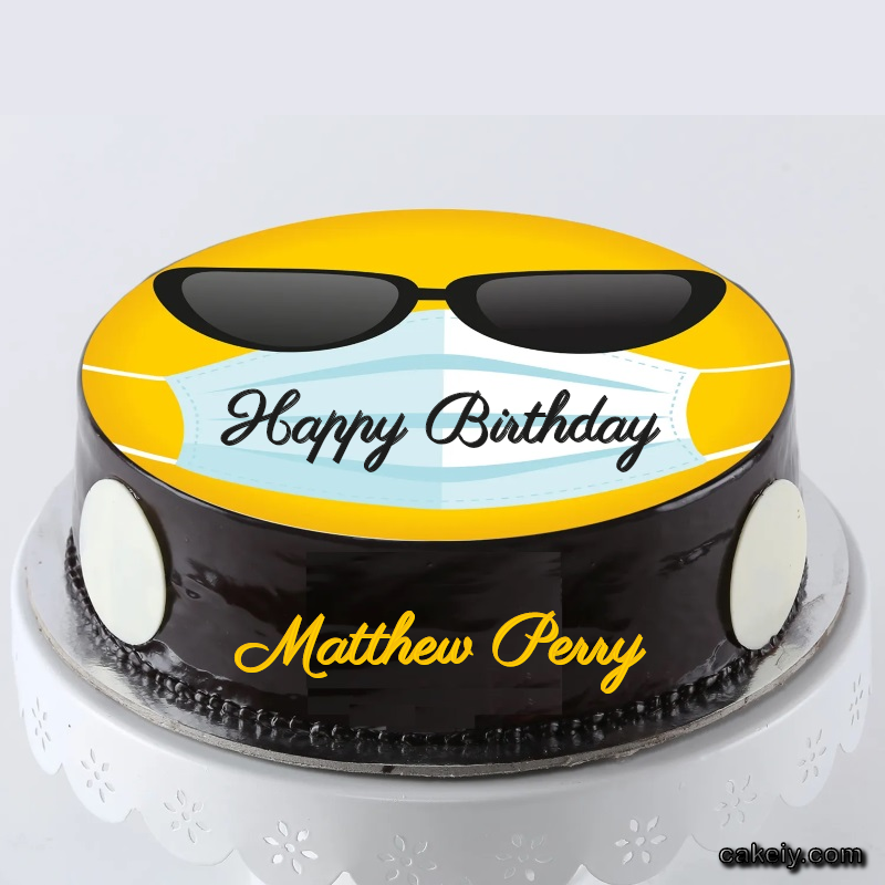Corona Mask Emoji Cake for Matthew Perry