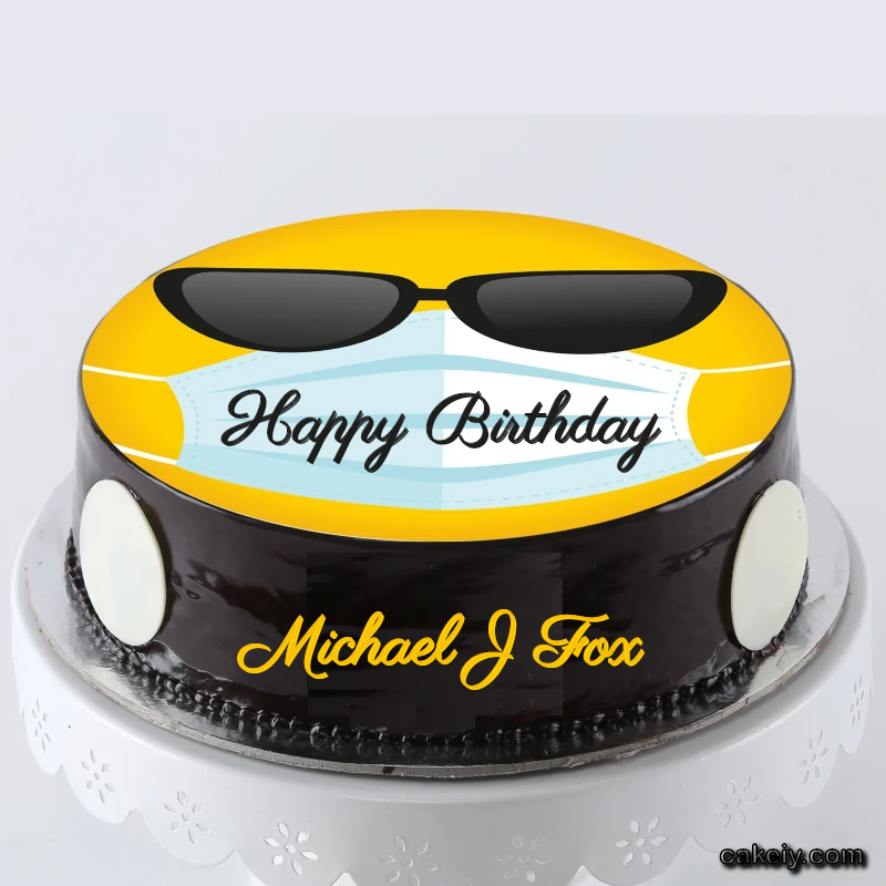 Corona Mask Emoji Cake for Michael J Fox